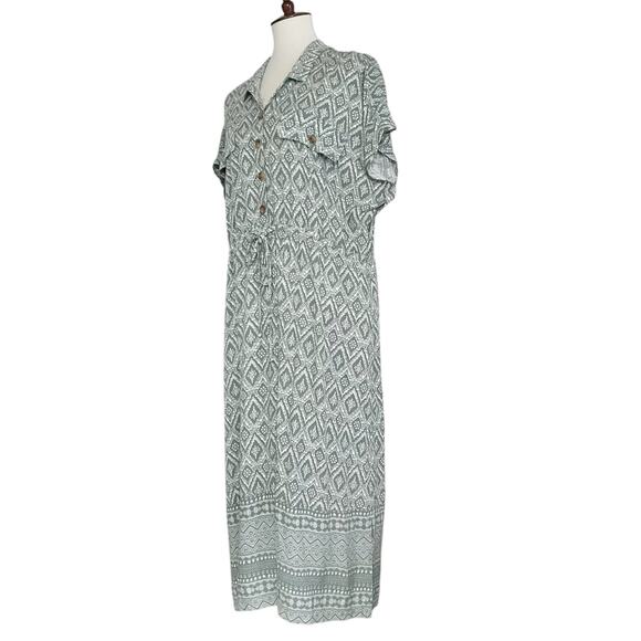 Lucky Brand Women's Geometric Print Collared Midi Dress Size 2X - Picture 4 of 8